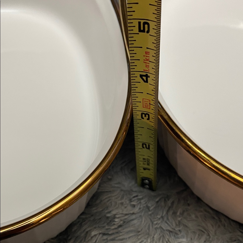 Vintage Corning ware French White casserole dishes with gold trim 2.8 L and 1.8 - Picture 12 of 16